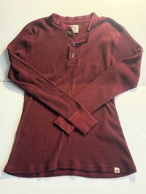 Stanfields Heritage Waffle Henley Shirt Men’s Size Large Vintage Wine